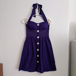 LAST CHANCE Purple Ruby Rox Button Halter Dress